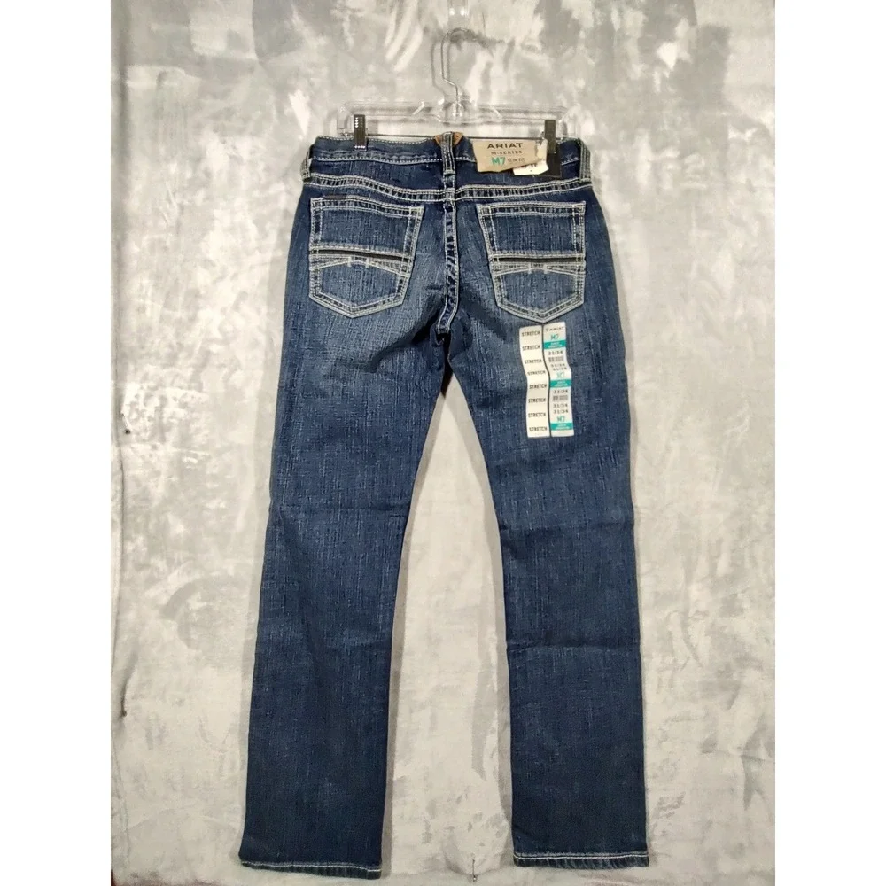 Ariat M7 Slim Fit Straight Leg Mens Jeans 31x34 Medium Wash Stretch Denim Blue